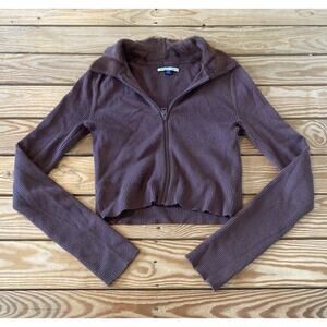 American Eagle Faux Fur Zip Cardigan Size Medium Women’s Brown